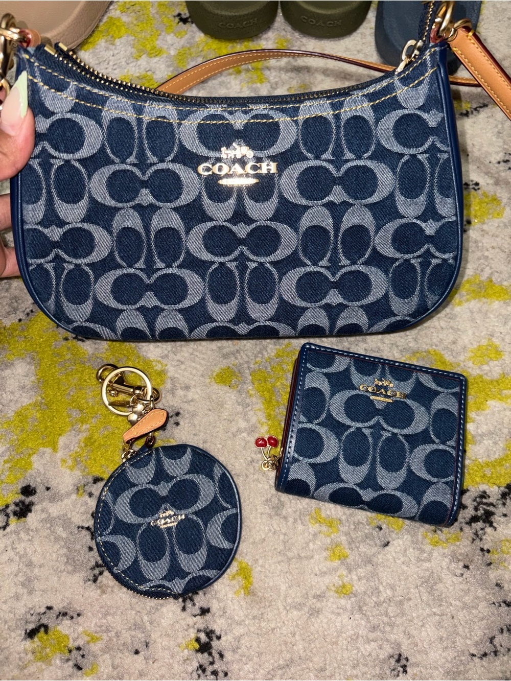 COACH Signature Teri Bag, Wallet & Coin Pouch Set - 🍒